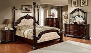 Canopy king bed with ivory tufted headboard main photo