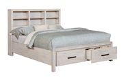 Bookcase storage headboard rustic style king bed main photo