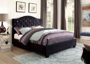 Contemporary flannelette fabric black bed w/ LED main photo