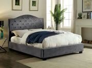 Contemporary flannelette fabric gray bed w/ LED main photo