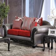 Leatherette/chenille gray/red US-made lovseat main photo