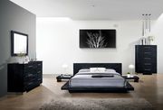 Black minimalist low-profile modern king bed main photo