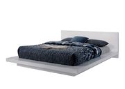 White minimalist low-profile modern king bed main photo