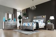 Clean lines gray finish transitional king size bed main photo