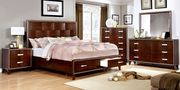 Brown cherry finish king bed w/ footboard drawers main photo