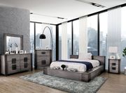 Low-profile rustic gray solid wood platform bed