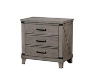 Plank style transitional gray finish nightstand