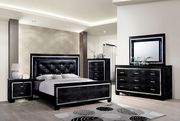 Bellanova (Black) Black crocodile leatherette modern bed