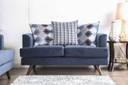Blue chenille fabric casual style loveseat main photo