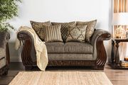 Tranitional charcoal/brown chenille fabric loveseat main photo