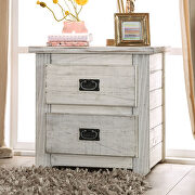 Wire-brushed white american pine wood construction nightstand
