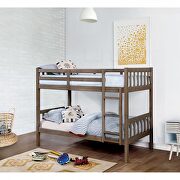 Wire-brushed warm gray finish transitional twin/twin bunk bed main photo
