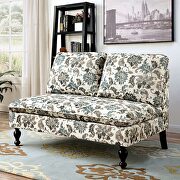 Floral fabric upholstery contemporary bench