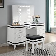White/black rectangular mirror style vanity and stool set main photo