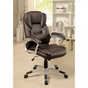 Dark brown leatherette contemporary office chair main photo
