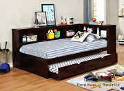 Corner design transitional daybed in brown finish