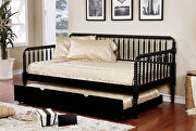 Solid wood traditional twin daybed in black finish main photo