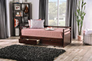 Transitional style daybed in dark walnut finish with two drawers