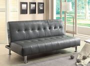 Gray/Chrome Contemporary Leatherette Futon Sofa