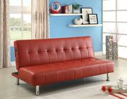 Bulle (Red) Red/Chrome Contemporary Leatherette Futon Sofa