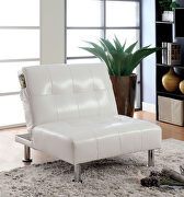 Bulle (White) White/chrome contemporary chair w/ side pockets on both sides