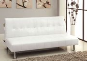 Bulle (White) White/Chrome Contemporary Leatherette Futon Sofa