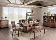 Light walnut rustic dining table with base storage