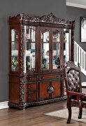 Beautiful twisted rope carvings hutch & buffet in brown cherry finish