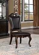 Leatherette seat dining chair in walnut/ dark brown finish