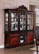Faux wood carved details hutch & buffet in brown cherry finish