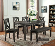 Gray wood grain finish transitional dining table