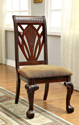 Tan padded fabric seat traditional dining chair
