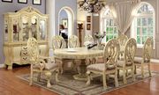 Royal style antique white finish family size dining table main photo