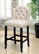 Sania (Beige) Antique black/beige rustic bar ht. wingback chair