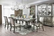 Gray finish double pedestial dining table main photo