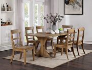 Trestle base dining table in natural tone