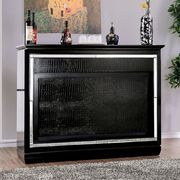 Black Alena Contemporary Bar Table w/ LED Touch Light & Mirror
