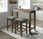 Caerleon Wire-brushed gray finish 3 pc. counter ht. dining set