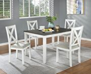 Anya (White) Natural wood grain texture 5 pc. dining table set