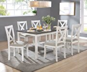 Anya (White) II Natural wood grain texture 7 pc. dining table set
