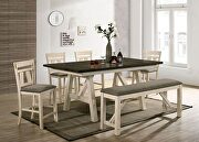 Ivory/dark gray finish counter height table w/ retractable leaves main photo