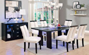 Black contemporary glass-insert dining table main photo