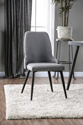 Gray linen-like fabric dining chair main photo