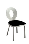 Silver/ black padded seat dining chair