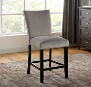Light gray upholstered w/ nailhead trim counter height chair