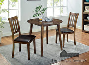 Rich walnut finish wooden table top 3 pc. round table set main photo