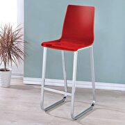 Red acrylic seat & back w/ metal legs counter ht. stool
