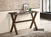 Walnut wood construction sofa table w/ cross x-legs main photo
