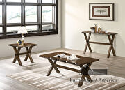 Walnut wood construction coffee table w/ cross x-legs main photo