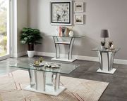 Staten (White) Glass top / chrome trim contemporary coffee table